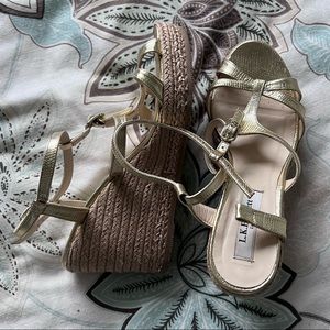 L.K. Bennett Gold Espadrille Platform size 37